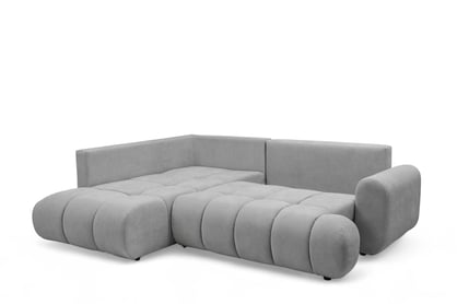 Rohová rozkládací pohovka Lutario L levá s funkcí spánku - šedá hydrofobní tkanina Venice 2023 Rohová sedací souprava Lutario L rozkládací levá - šedá plecionka hydrofobowa Venice 2023