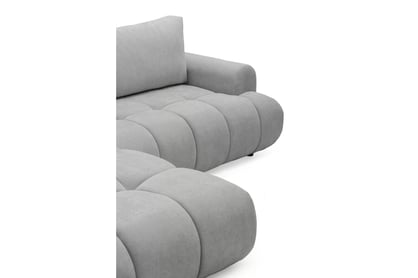 Rohová rozkládací pohovka Lutario L levá s funkcí spánku - šedá hydrofobní tkanina Venice 2023 Rohová sedací souprava Lutario L rozkládací levá - šedá plecionka hydrofobowa Venice 2023