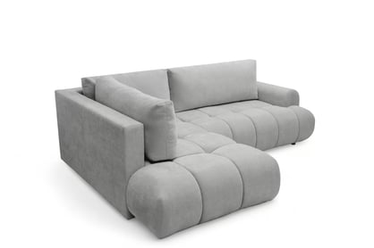 Rohová rozkládací pohovka Lutario L levá s funkcí spánku - šedá hydrofobní tkanina Venice 2023 Rohová sedací souprava Lutario L rozkládací levá - šedá plecionka hydrofobowa Venice 2023