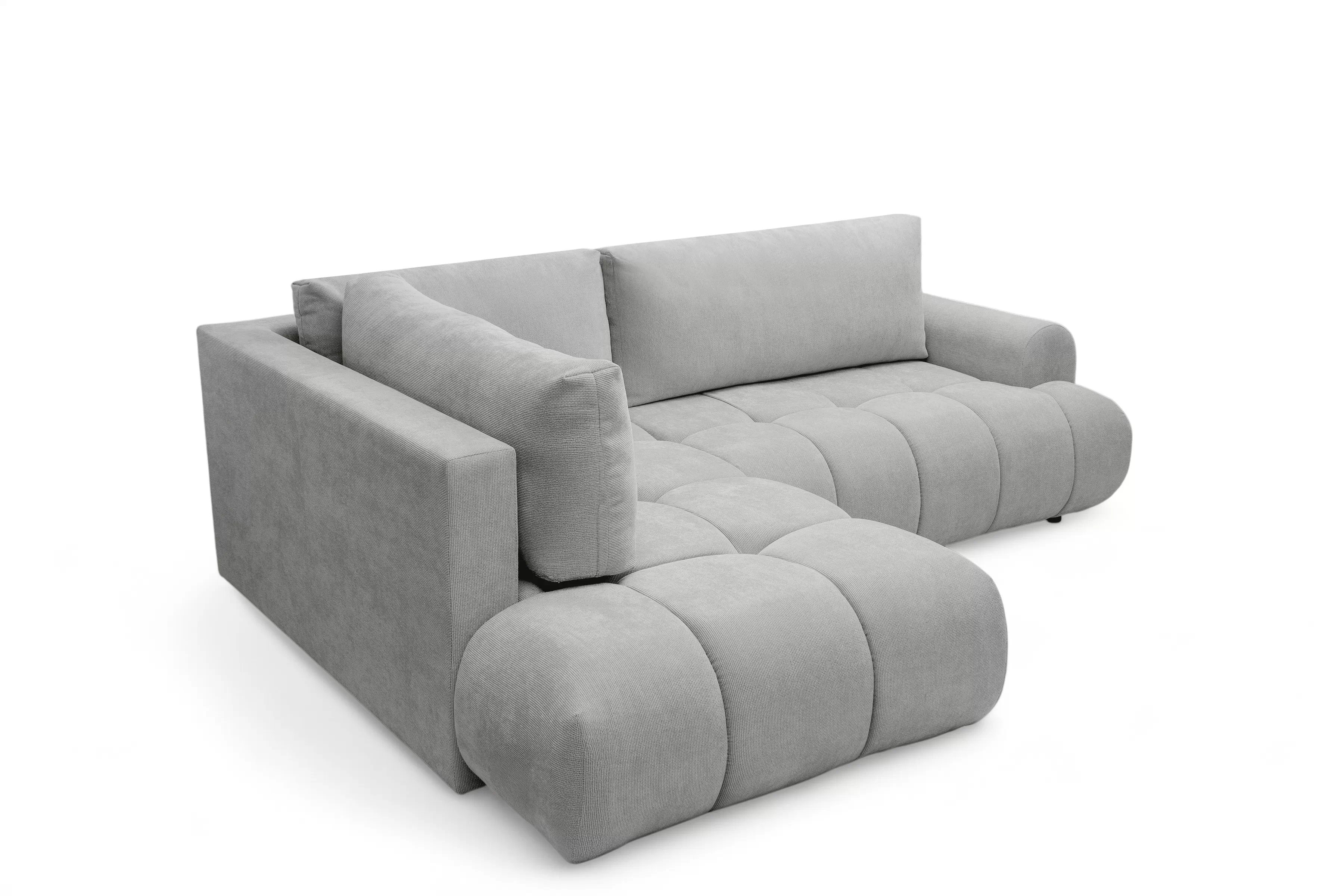 Rozkladacia rohová sedačka Lutario L ľavá - sivá hydrofóbna pletenina Venice 2023 Rohová sedacia súprava Lutario L s funkciou spánku Ľavá strana - šedá plecionka hydrofobowa Venice 2023