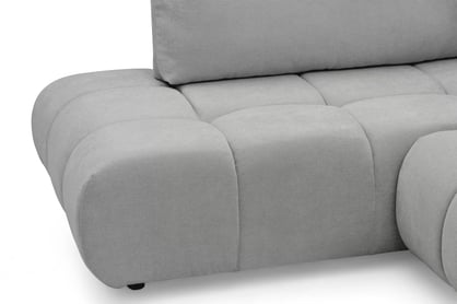 Rohová rozkládací pohovka Lutario L levá s funkcí spánku - šedá hydrofobní tkanina Venice 2023 Rohová sedací souprava Lutario L rozkládací levá - šedá plecionka hydrofobowa Venice 2023