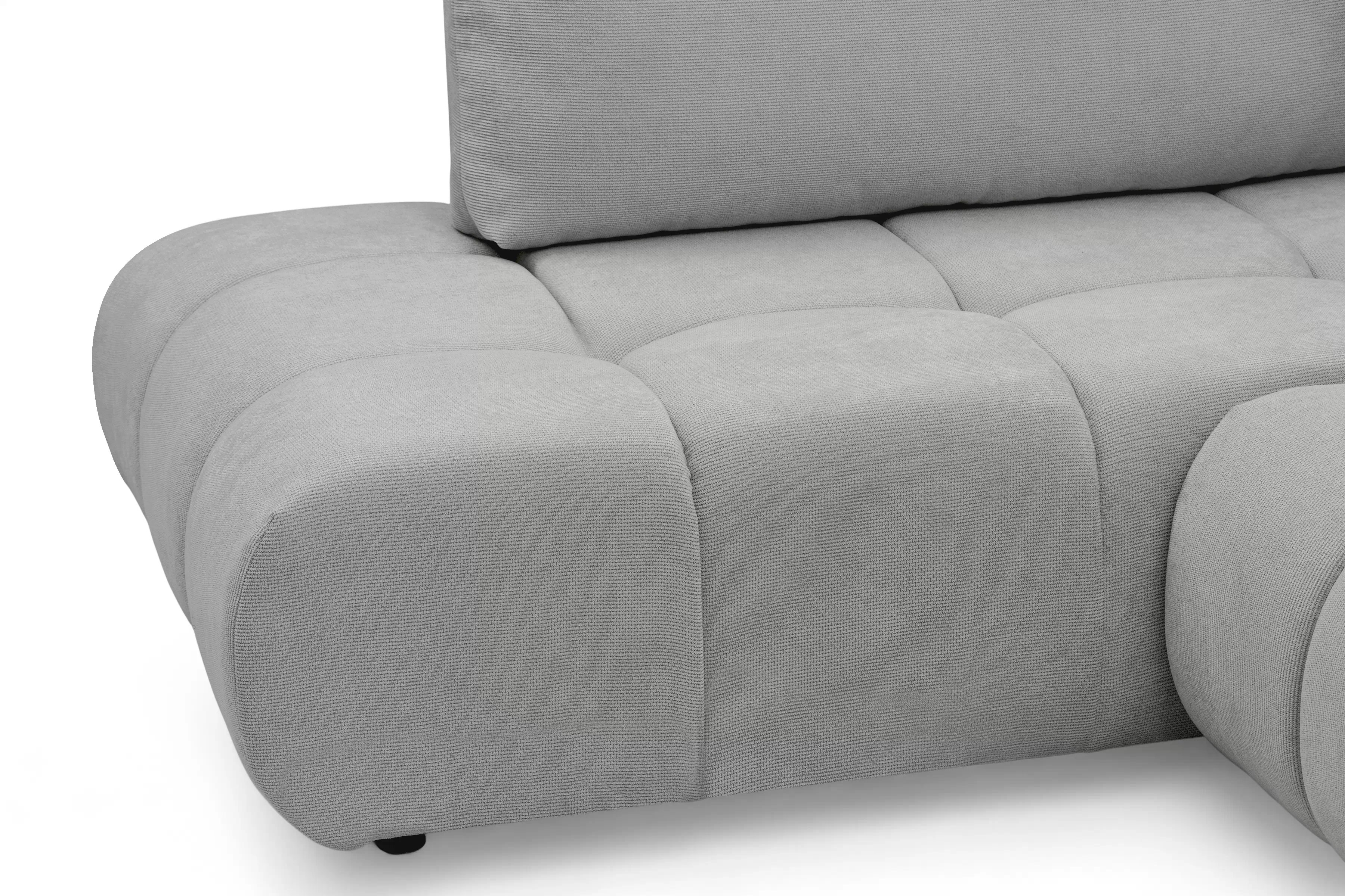 Rozkladacia rohová sedačka Lutario L ľavá - sivá hydrofóbna pletenina Venice 2023 Rohová sedacia súprava Lutario L s funkciou spánku Ľavá strana - šedá plecionka hydrofobowa Venice 2023