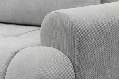 Rohová rozkládací pohovka Lutario L levá s funkcí spánku - šedá hydrofobní tkanina Venice 2023 Rohová sedací souprava Lutario L rozkládací levá - šedá plecionka hydrofobowa Venice 2023