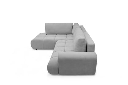 Rohová rozkládací pohovka Lutario L levá s funkcí spánku - šedá hydrofobní tkanina Venice 2023 Rohová sedací souprava Lutario L rozkládací levá - šedá plecionka hydrofobowa Venice 2023