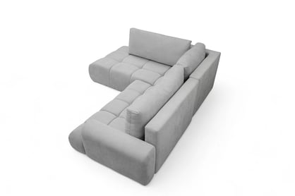 Rohová rozkládací pohovka Lutario L levá s funkcí spánku - šedá hydrofobní tkanina Venice 2023 Rohová sedací souprava Lutario L rozkládací levá - šedá plecionka hydrofobowa Venice 2023