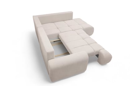 Rohová sedacia súprava Lutario L pravá s funkciou spania - béžová hydrofóbna pletená látka Venice 2026 Rohová sedacia súprava Lutario L s funkciou spánku pravá strana - Béžová plecionka hydrofobowa Venice 2026