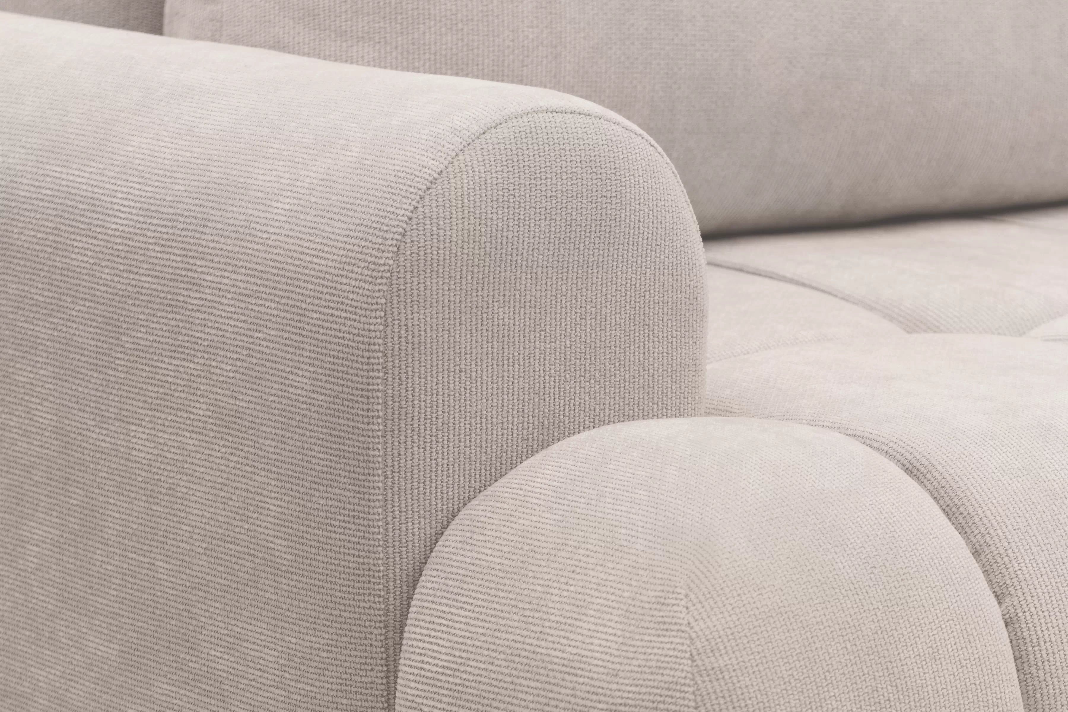 Rohová rozkládací pohovka Lutario L pravá s funkcí spánku - béžová hydrofobní tkanina Venice 2026 Rohová sedací souprava Lutario L rozkládací pravá - béžová plecionka hydrofobowa Venice 2026