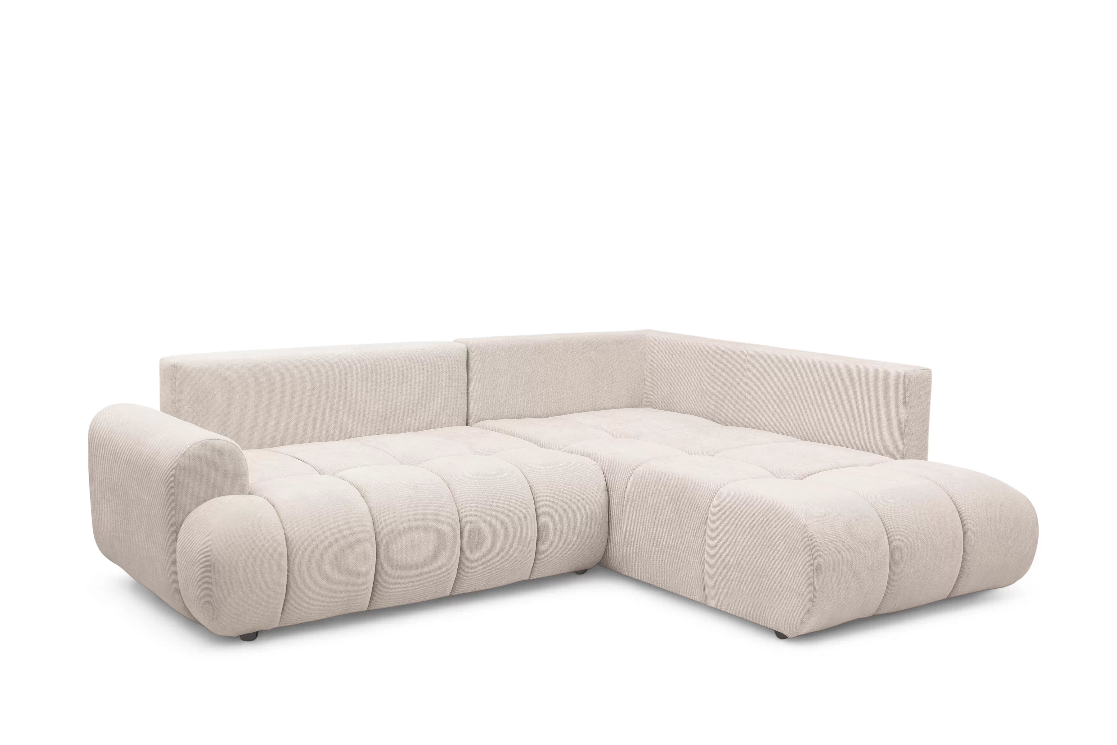 Rohová rozkládací pohovka Lutario L pravá s funkcí spánku - béžová hydrofobní tkanina Venice 2026 Rohová sedací souprava Lutario L rozkládací pravá - béžová plecionka hydrofobowa Venice 2026