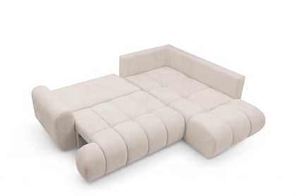 Rohová sedacia súprava Lutario L pravá s funkciou spania - béžová hydrofóbna pletená látka Venice 2026 Rohová sedacia súprava Lutario L s funkciou spánku pravá strana - Béžová plecionka hydrofobowa Venice 2026