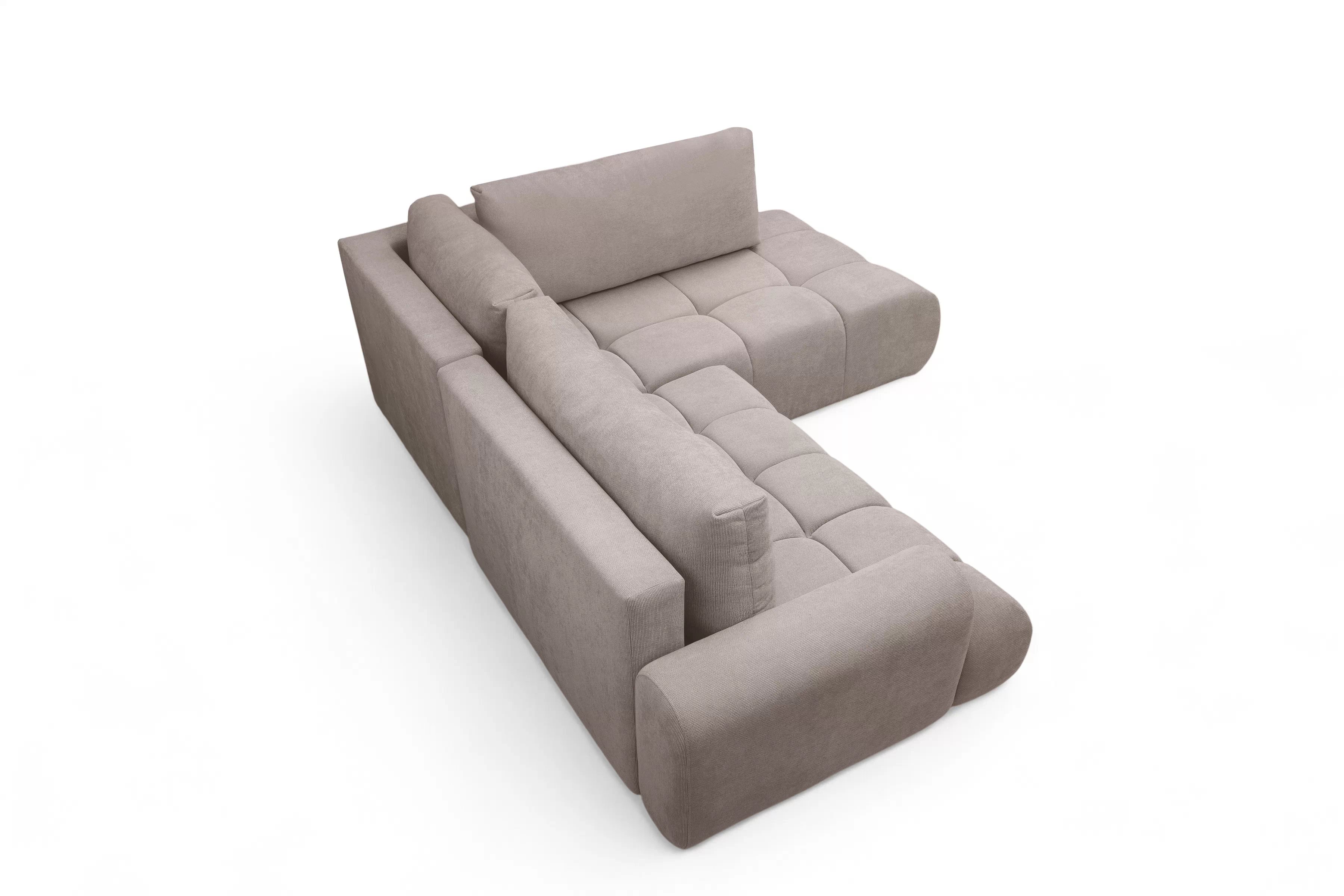 Rozkladacia rohová sedačka Lutario L pravá - tmavobéžová hydrofóbna pletenina Venice 2031 Rohová sedacia súprava Lutario L s funkciou spánku pravá strana - ciemnobezowa plecionka hydrofobowa Venice 2031 