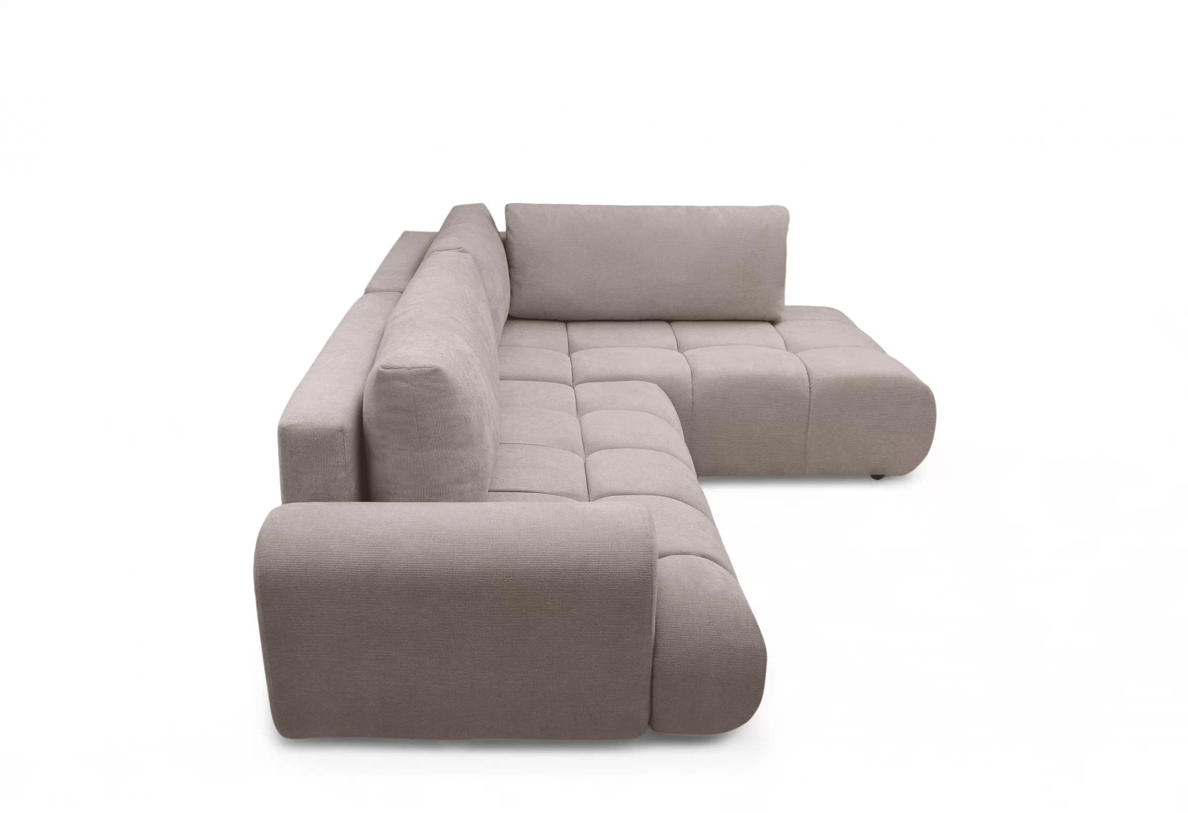 Rozkladacia rohová sedačka Lutario L pravá - tmavobéžová hydrofóbna pletenina Venice 2031 Rohová sedacia súprava Lutario L s funkciou spánku pravá strana - ciemnobezowa plecionka hydrofobowa Venice 2031 