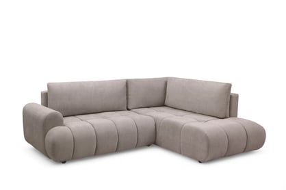 Rohová sedacia súprava Lutario L pravá s funkciou spania - tmavobéžová hydrofóbna pletená látka Venice 2031