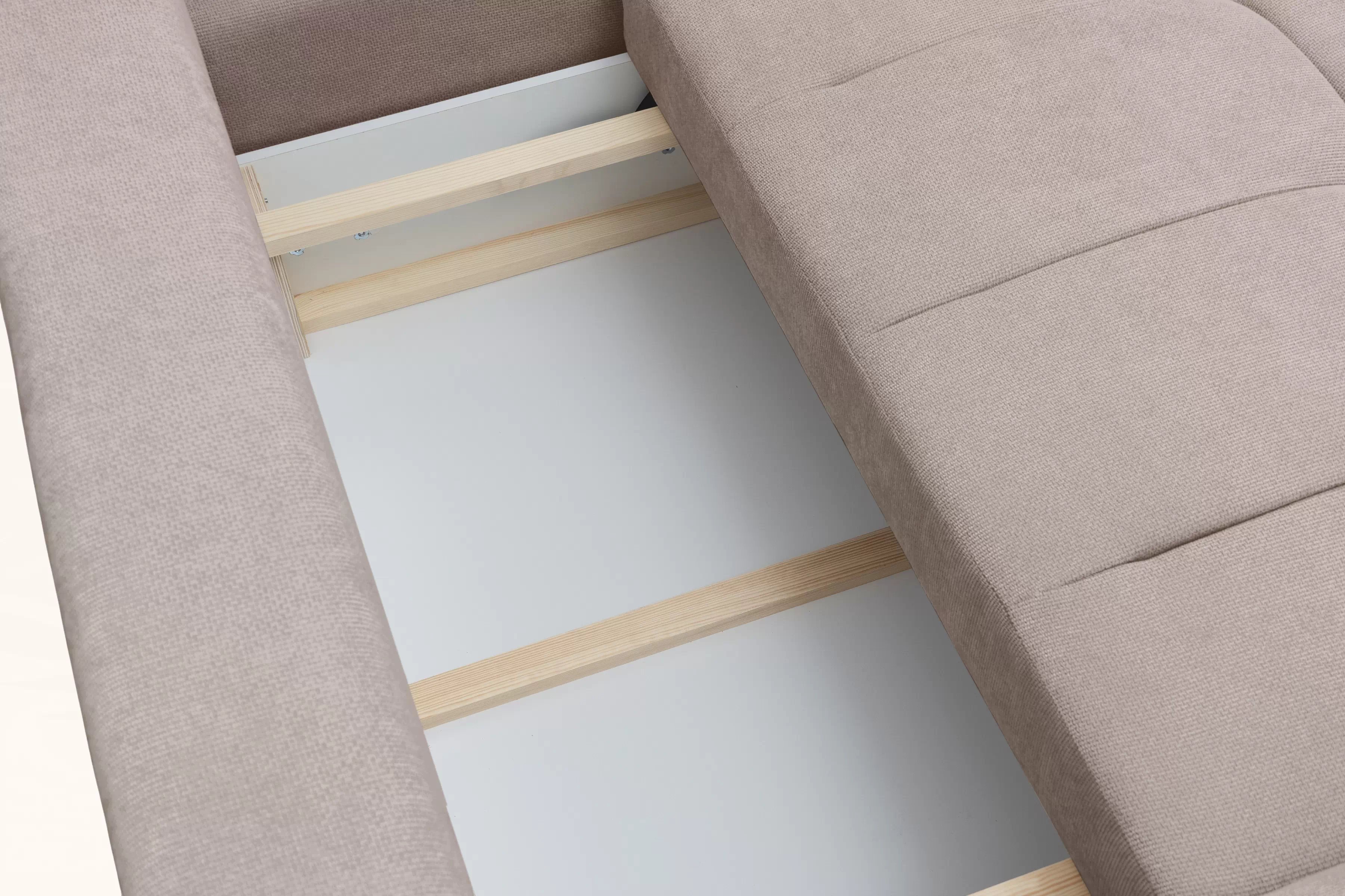 Rozkladacia rohová sedačka Lutario L pravá - tmavobéžová hydrofóbna pletenina Venice 2031 Rohová sedacia súprava Lutario L s funkciou spánku pravá strana - ciemnobezowa plecionka hydrofobowa Venice 2031 