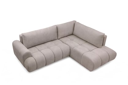 Rohová rozkládací pohovka Lutario L pravá s funkcí spánku - tmavě béžová hydrofobní tkanina Venice 2031 Rohová sedací souprava Lutario L rozkládací pravá - ciemnobezowa plecionka hydrofobowa Venice 2031 