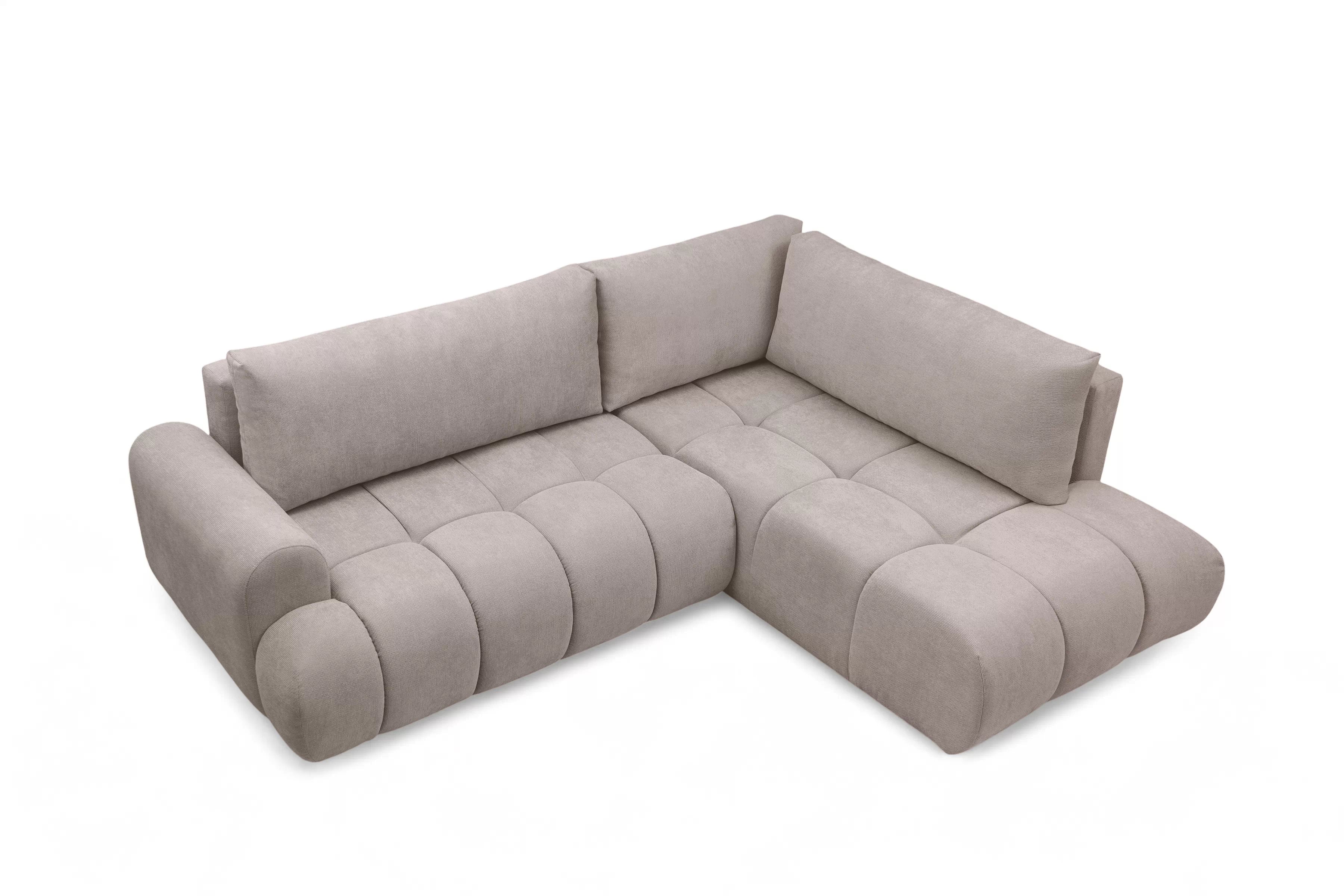 Rozkladacia rohová sedačka Lutario L pravá - tmavobéžová hydrofóbna pletenina Venice 2031 Rohová sedacia súprava Lutario L s funkciou spánku pravá strana - ciemnobezowa plecionka hydrofobowa Venice 2031 