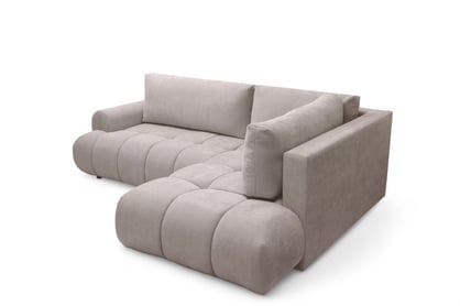 Rohová rozkládací pohovka Lutario L pravá s funkcí spánku - tmavě béžová hydrofobní tkanina Venice 2031 Rohová sedací souprava Lutario L rozkládací pravá - ciemnobezowa plecionka hydrofobowa Venice 2031 