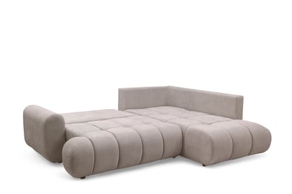 Rohová rozkládací pohovka Lutario L pravá s funkcí spánku - tmavě béžová hydrofobní tkanina Venice 2031 Rohová sedací souprava Lutario L rozkládací pravá - ciemnobezowa plecionka hydrofobowa Venice 2031 