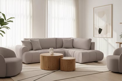 Rohová rozkládací pohovka Lutario L pravá s funkcí spánku - tmavě béžová hydrofobní tkanina Venice 2031 Rohová sedací souprava Lutario L rozkládací pravá - ciemnobezowa plecionka hydrofobowa Venice 2031 