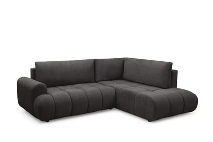 Rohová sedacia súprava Lutario L pravá s funkciou spania - tmavosivá hydrofóbna pletená látka Venice 2021