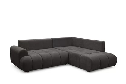 Rohová sedacia súprava Lutario L pravá s funkciou spania - tmavosivá hydrofóbna pletená látka Venice 2021 Rohová sedacia súprava Lutario L s funkciou spánku pravá strana - ciemnoszara plecionka hydrofobowa Venice 2021
