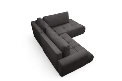 Rohová sedacia súprava Lutario L pravá s funkciou spania - tmavosivá hydrofóbna pletená látka Venice 2021 Rohová sedacia súprava Lutario L s funkciou spánku pravá strana - ciemnoszara plecionka hydrofobowa Venice 2021