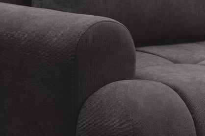 Rohová sedacia súprava Lutario L pravá s funkciou spania - tmavosivá hydrofóbna pletená látka Venice 2021 Rohová sedacia súprava Lutario L s funkciou spánku pravá strana - ciemnoszara plecionka hydrofobowa Venice 2021