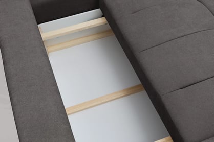 Rohová sedacia súprava Lutario L pravá s funkciou spania - tmavosivá hydrofóbna pletená látka Venice 2021 Rohová sedacia súprava Lutario L s funkciou spánku pravá strana - ciemnoszara plecionka hydrofobowa Venice 2021