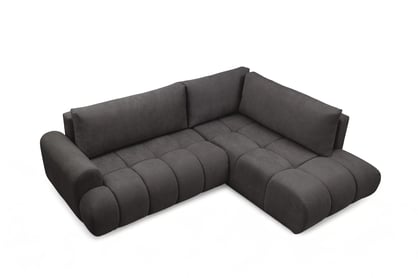 Rohová sedacia súprava Lutario L pravá s funkciou spania - tmavosivá hydrofóbna pletená látka Venice 2021 Rohová sedacia súprava Lutario L s funkciou spánku pravá strana - ciemnoszara plecionka hydrofobowa Venice 2021