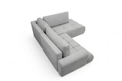 Rohová sedacia súprava Lutario L pravá s funkciou spania - sivá hydrofóbna pletená látka Venice 2023 Rohová sedacia súprava Lutario L s funkciou spánku pravá strana - šedá plecionka hydrofobowa Venice 2023