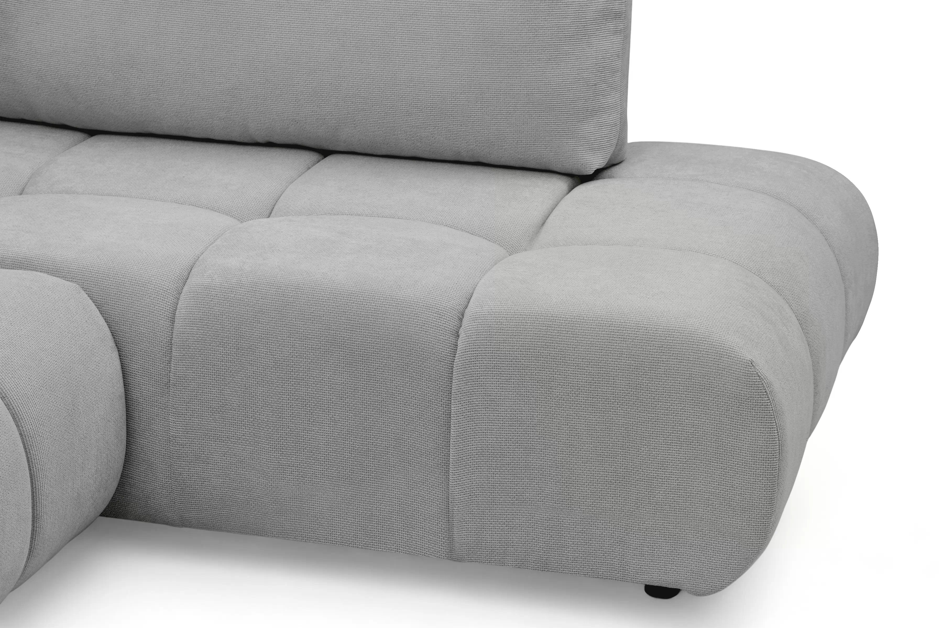 Rozkladacia rohová sedačka Lutario L pravá - sivá hydrofóbna pletenina Venice 2023 Rohová sedacia súprava Lutario L s funkciou spánku pravá strana - šedá plecionka hydrofobowa Venice 2023