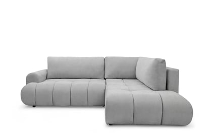 Rohová sedacia súprava Lutario L pravá s funkciou spania - sivá hydrofóbna pletená látka Venice 2023 Rohová sedacia súprava Lutario L s funkciou spánku pravá strana - šedá plecionka hydrofobowa Venice 2023