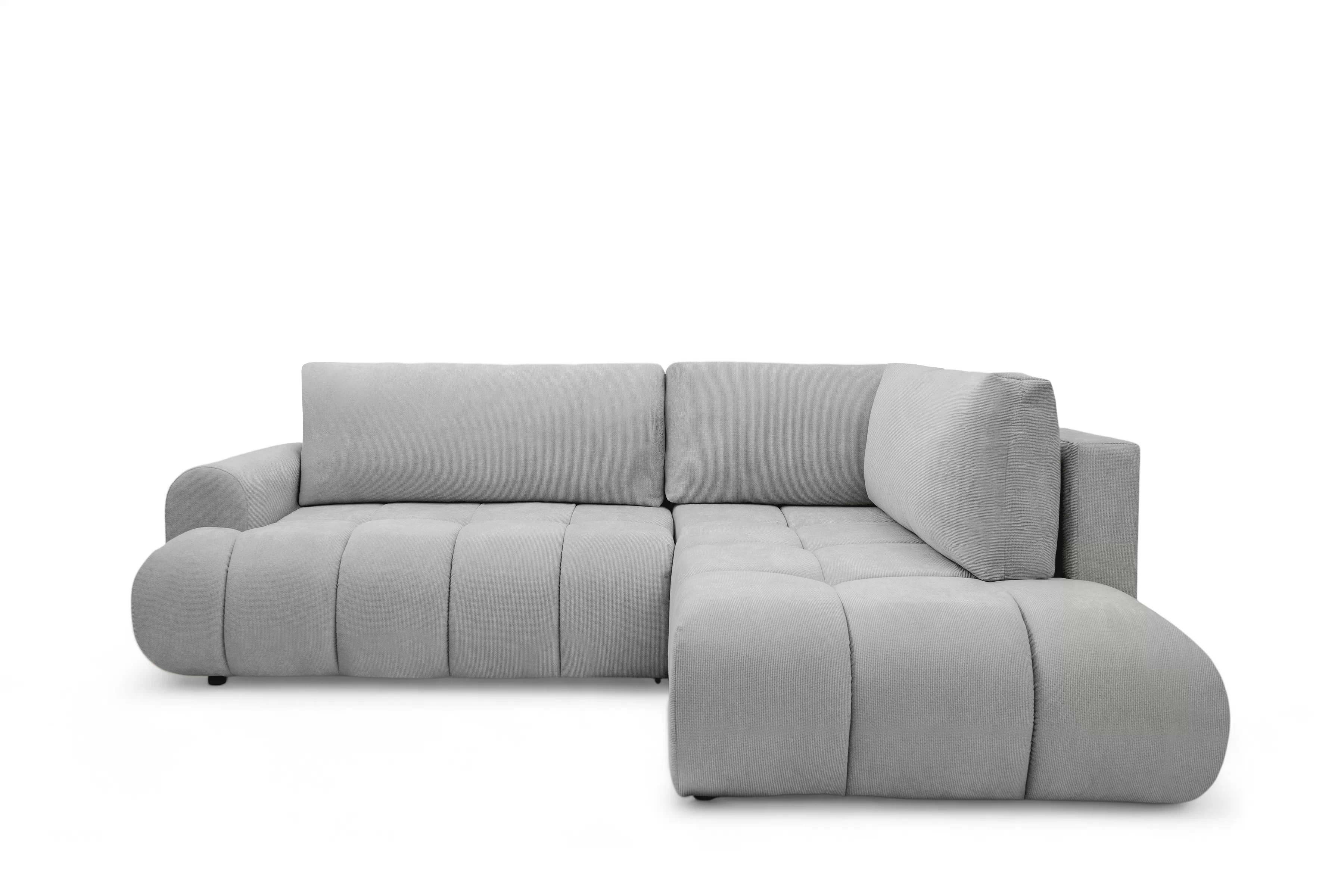 Rozkladacia rohová sedačka Lutario L pravá - sivá hydrofóbna pletenina Venice 2023 Rohová sedacia súprava Lutario L s funkciou spánku pravá strana - šedá plecionka hydrofobowa Venice 2023