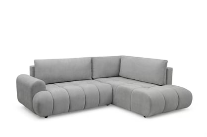 Rohová sedacia súprava Lutario L pravá s funkciou spania - sivá hydrofóbna pletená látka Venice 2023