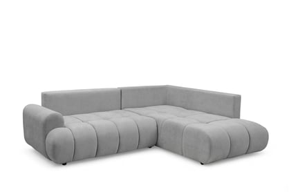 Rohová sedacia súprava Lutario L pravá s funkciou spania - sivá hydrofóbna pletená látka Venice 2023 Rohová sedacia súprava Lutario L s funkciou spánku pravá strana - šedá plecionka hydrofobowa Venice 2023
