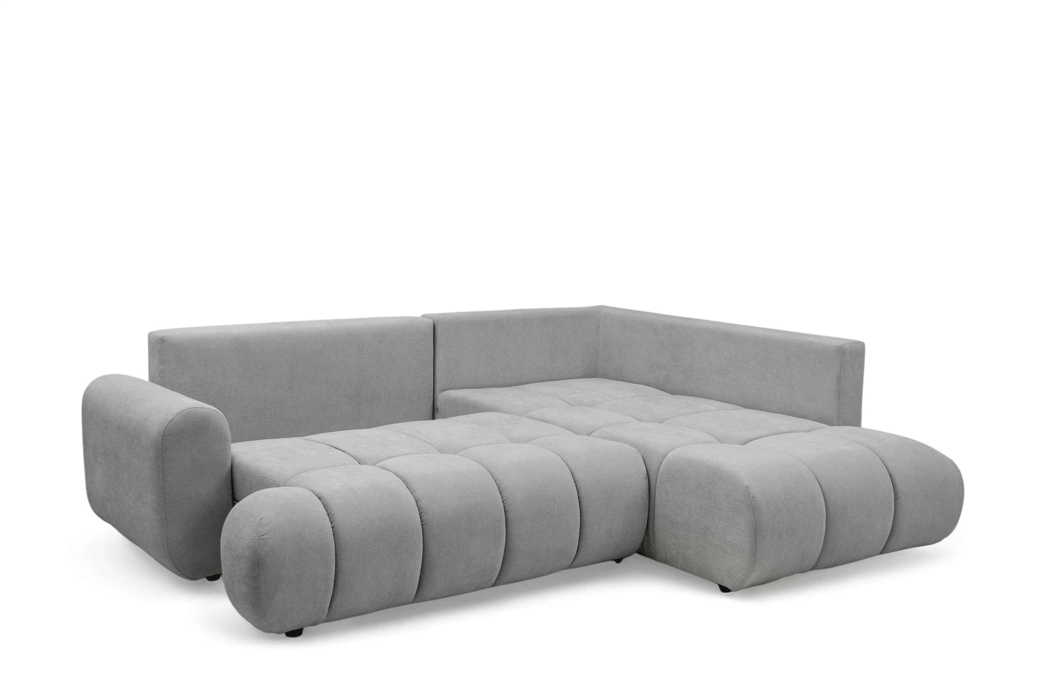 Rozkladacia rohová sedačka Lutario L pravá - sivá hydrofóbna pletenina Venice 2023 Rohová sedacia súprava Lutario L s funkciou spánku pravá strana - šedá plecionka hydrofobowa Venice 2023