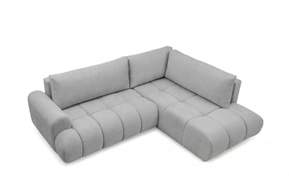 Rohová sedacia súprava Lutario L pravá s funkciou spania - sivá hydrofóbna pletená látka Venice 2023 Rohová sedacia súprava Lutario L s funkciou spánku pravá strana - šedá plecionka hydrofobowa Venice 2023