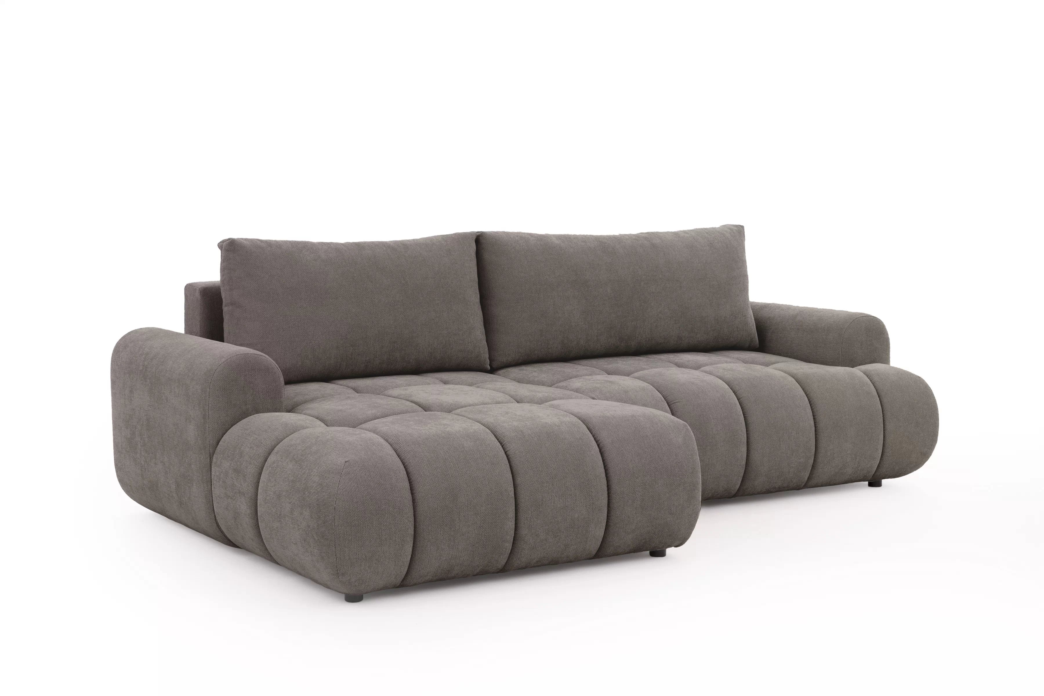 Rozkládací rohová sedací souprava Lutario Mini levá - šedohnědá Venice 2022 Rohová sedací souprava Lutario Mini rozkládací levá - hnědá plecionka hydrofobowa Venice 2022