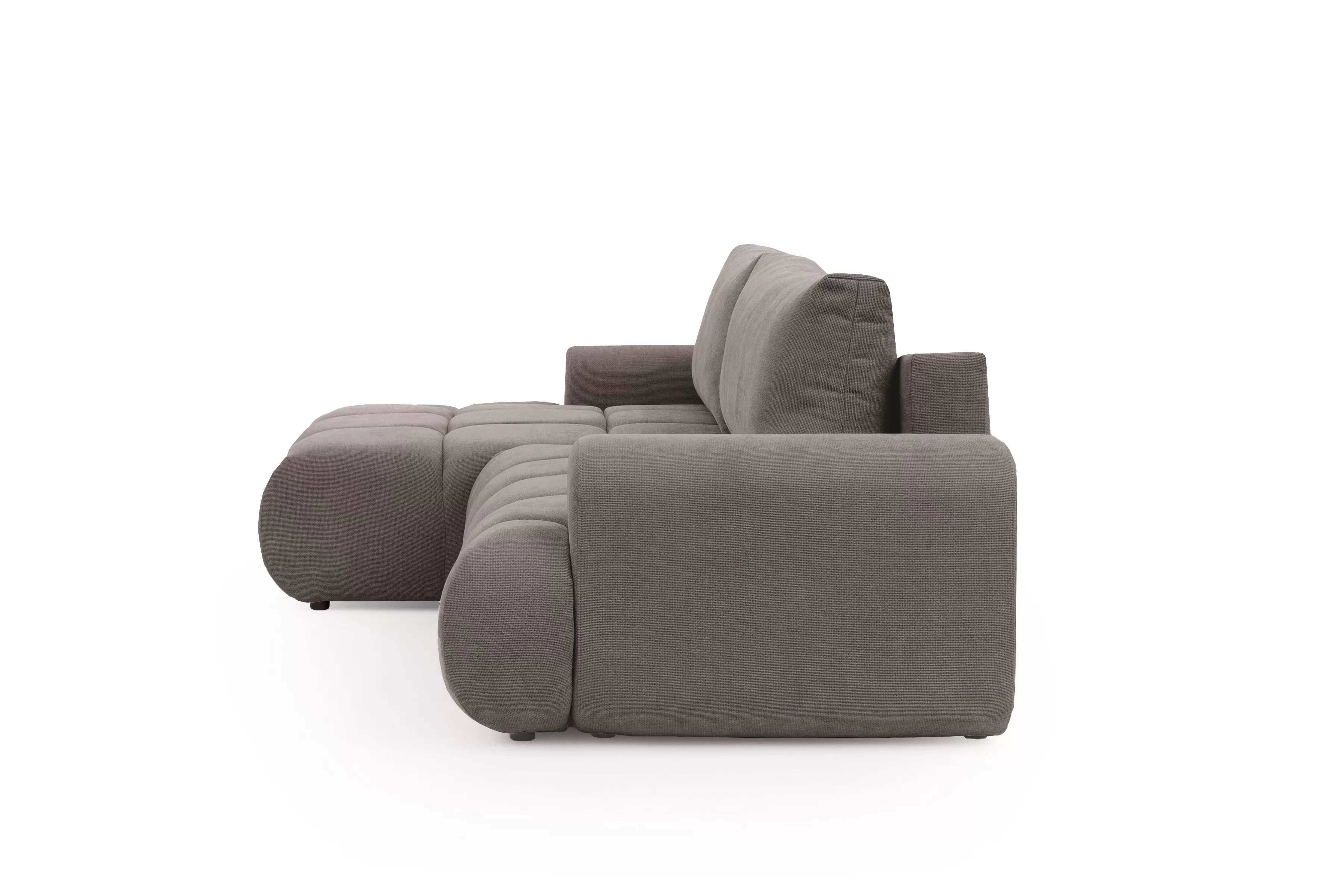 Rozkládací rohová sedací souprava Lutario Mini levá - šedohnědá Venice 2022 Rohová sedací souprava Lutario Mini rozkládací levá - hnědá plecionka hydrofobowa Venice 2022