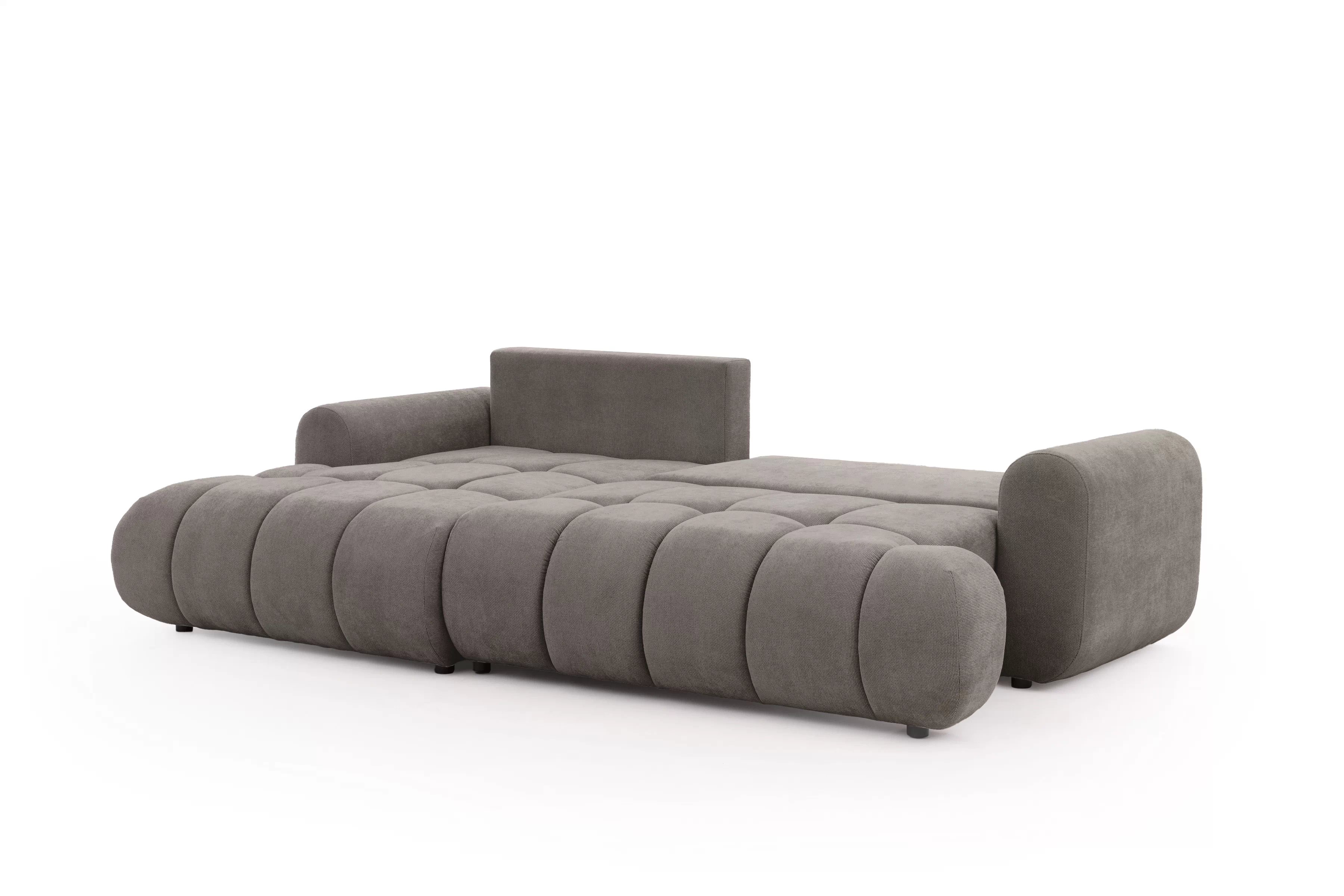 Rozkládací rohová sedací souprava Lutario Mini levá - šedohnědá Venice 2022 Rohová sedací souprava Lutario Mini rozkládací levá - hnědá plecionka hydrofobowa Venice 2022