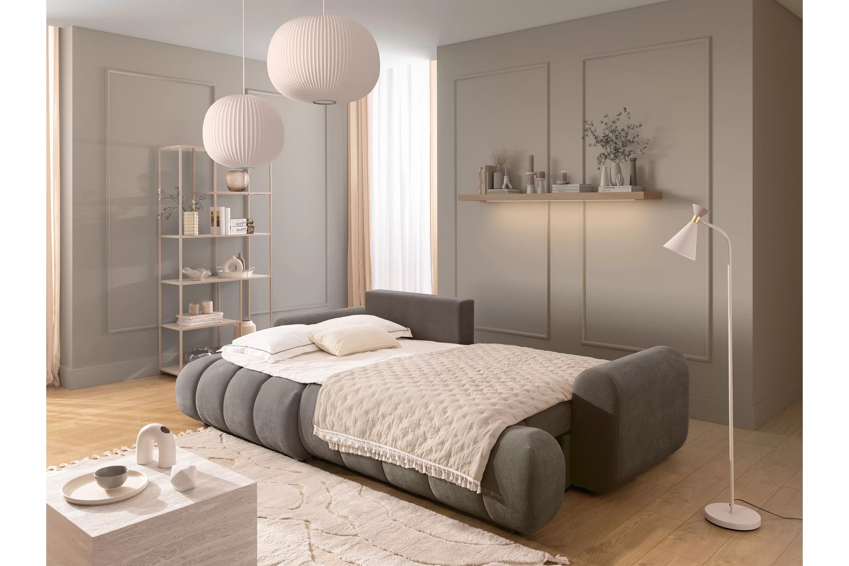 Rozkládací rohová sedací souprava Lutario Mini levá - šedohnědá Venice 2022 Rohová sedací souprava Lutario Mini rozkládací levá - hnědá plecionka hydrofobowa Venice 2022