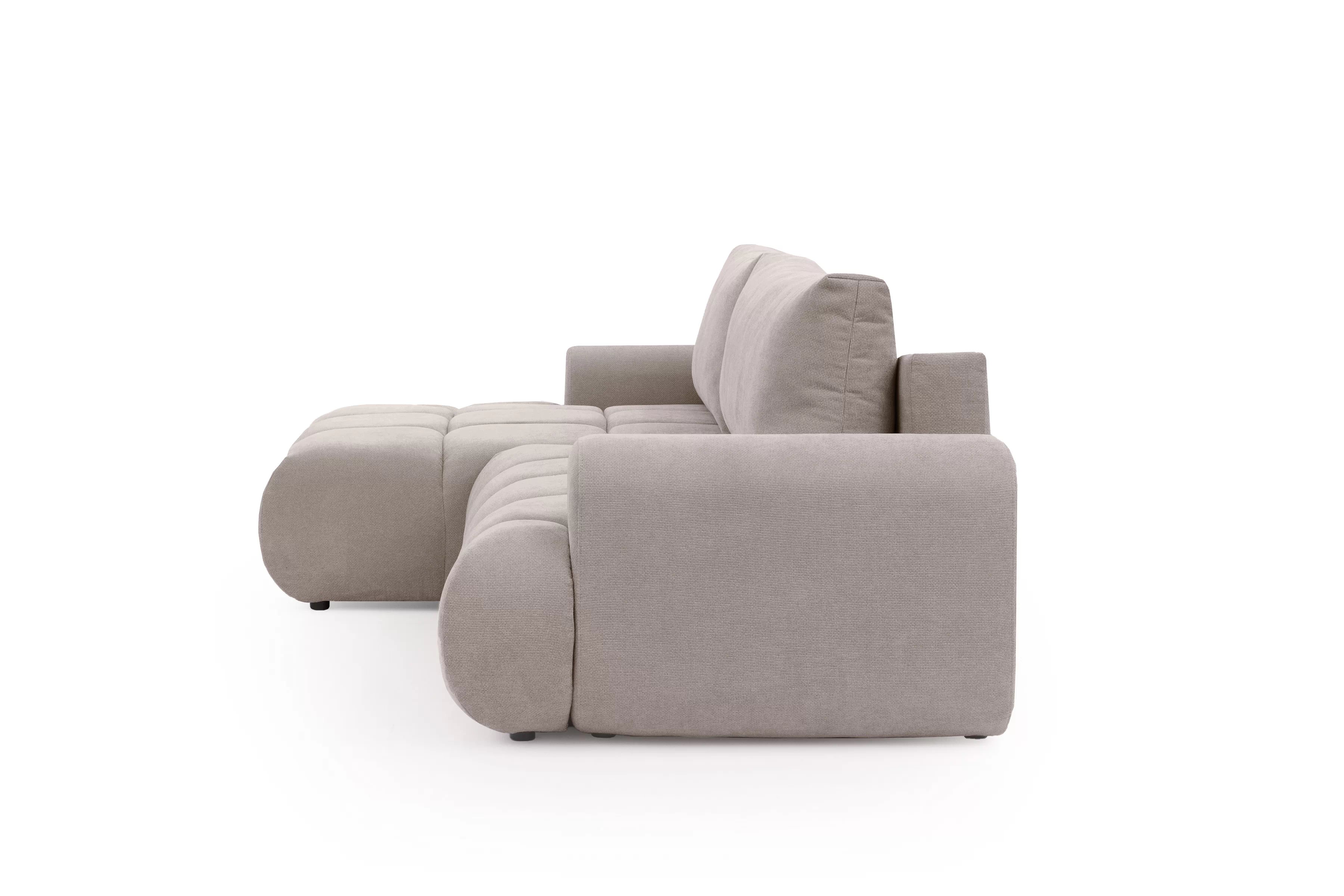 Rozkládací rohová sedací souprava Lutario Mini levá - tmavě béžová Venice 2031 Rohová sedací souprava Lutario Mini rozkládací levá - ciemnobezowa plecionka hydrofobowa Venice 2031