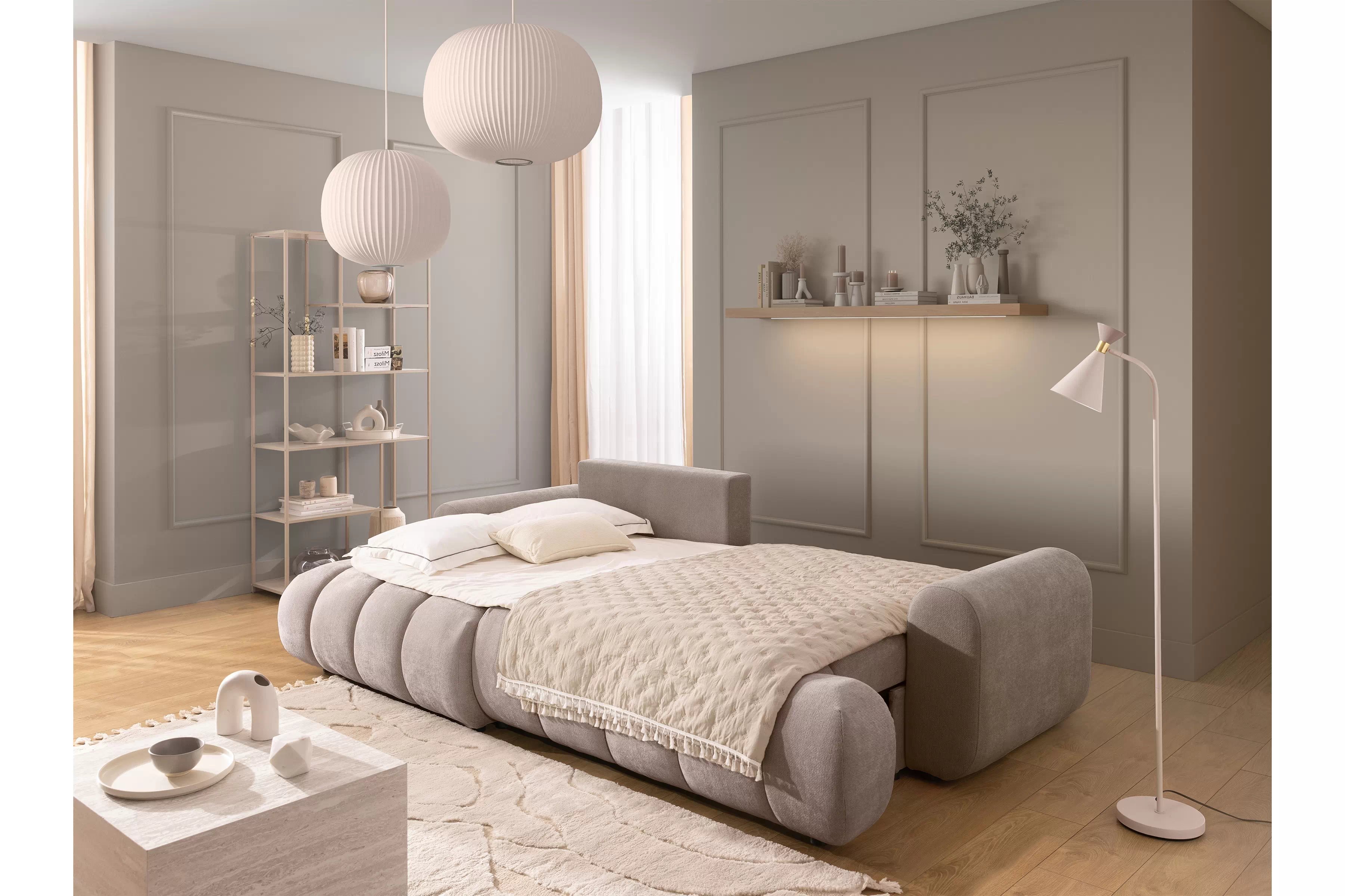 Rozkládací rohová sedací souprava Lutario Mini levá - tmavě béžová Venice 2031 Rohová sedací souprava Lutario Mini rozkládací levá - ciemnobezowa plecionka hydrofobowa Venice 2031