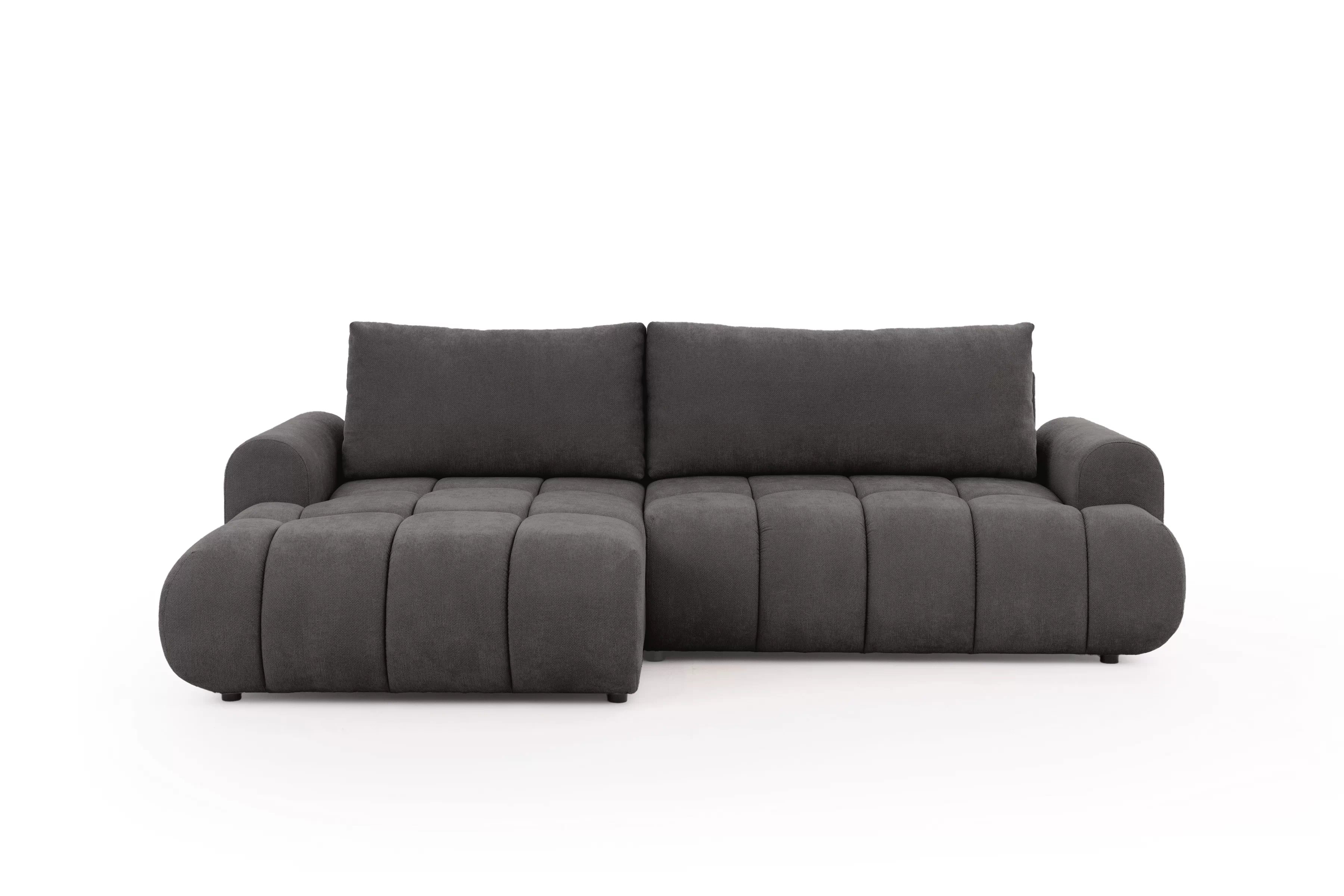 Rozkládací rohová sedací souprava Lutario Mini levá - tmavě šedá Venice 2021 Rohová sedací souprava Lutario Mini rozkládací levá - ciemnoszara plecionka hydrofobowa Venice 2021