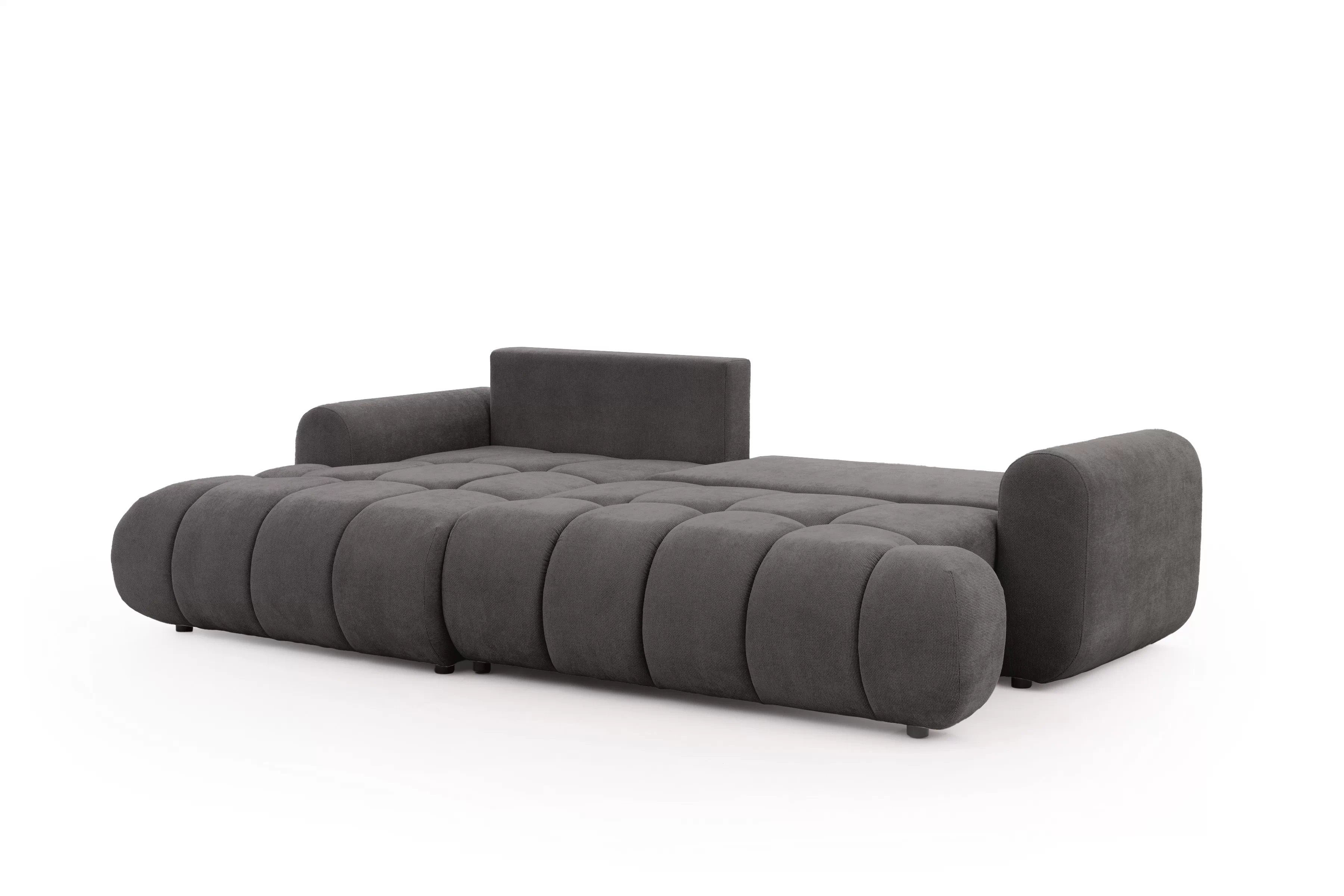 Rozkládací rohová sedací souprava Lutario Mini levá - tmavě šedá Venice 2021 Rohová sedací souprava Lutario Mini rozkládací levá - ciemnoszara plecionka hydrofobowa Venice 2021