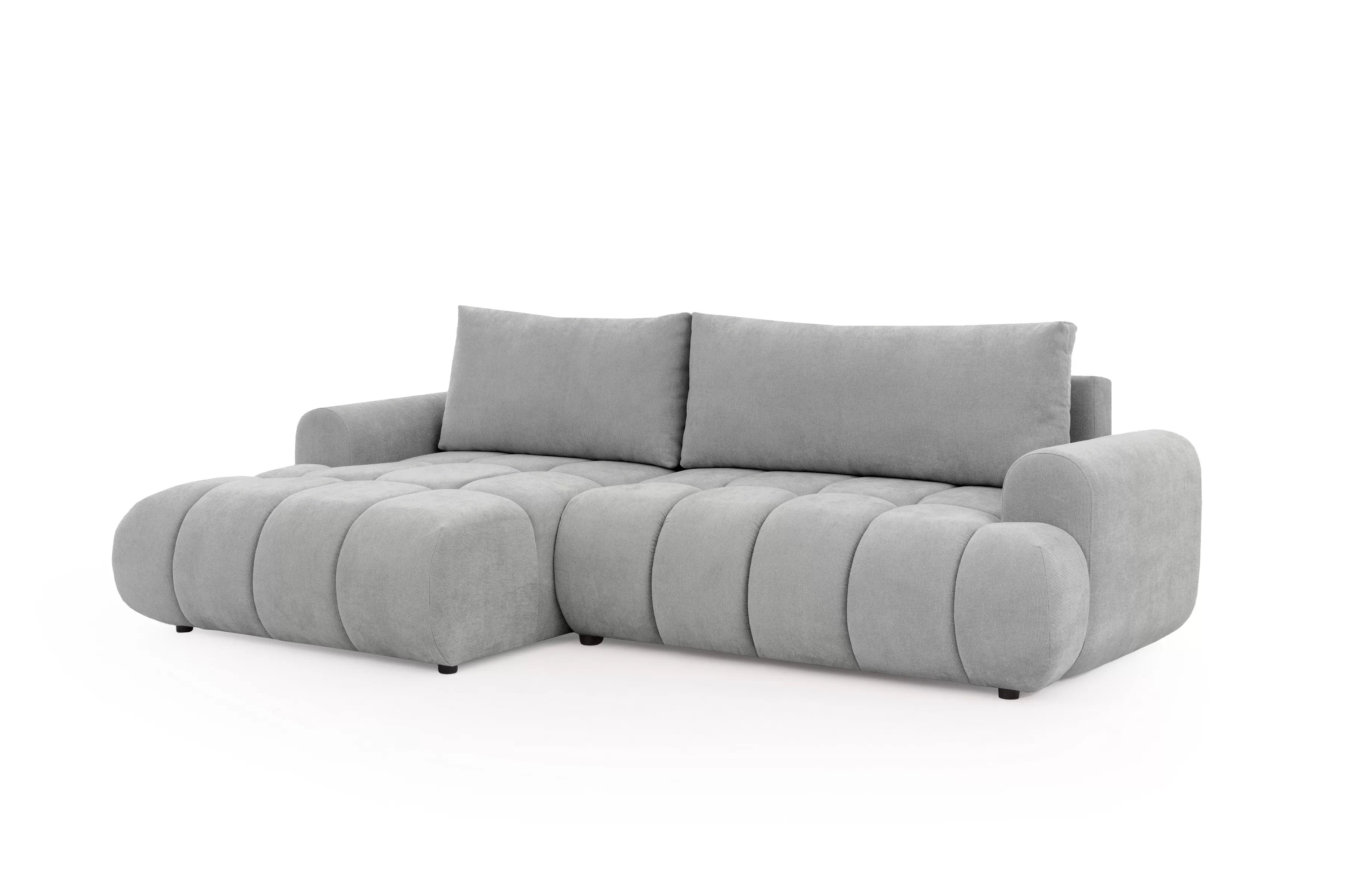 Rozkládací rohová sedací souprava Lutario Mini levá - šedá Venice 2023 Rohová sedací souprava Lutario Mini rozkládací levá - šedá plecionka hydrofobowa Venice 2023 