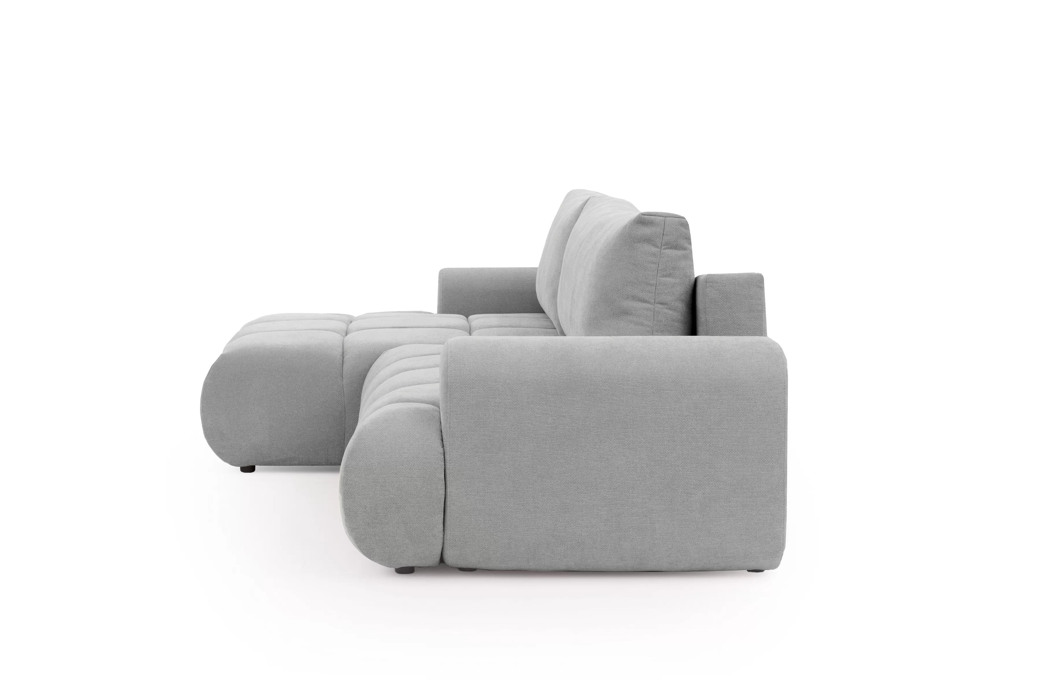 Rozkládací rohová sedací souprava Lutario Mini levá - šedá Venice 2023 Rohová sedací souprava Lutario Mini rozkládací levá - šedá plecionka hydrofobowa Venice 2023 