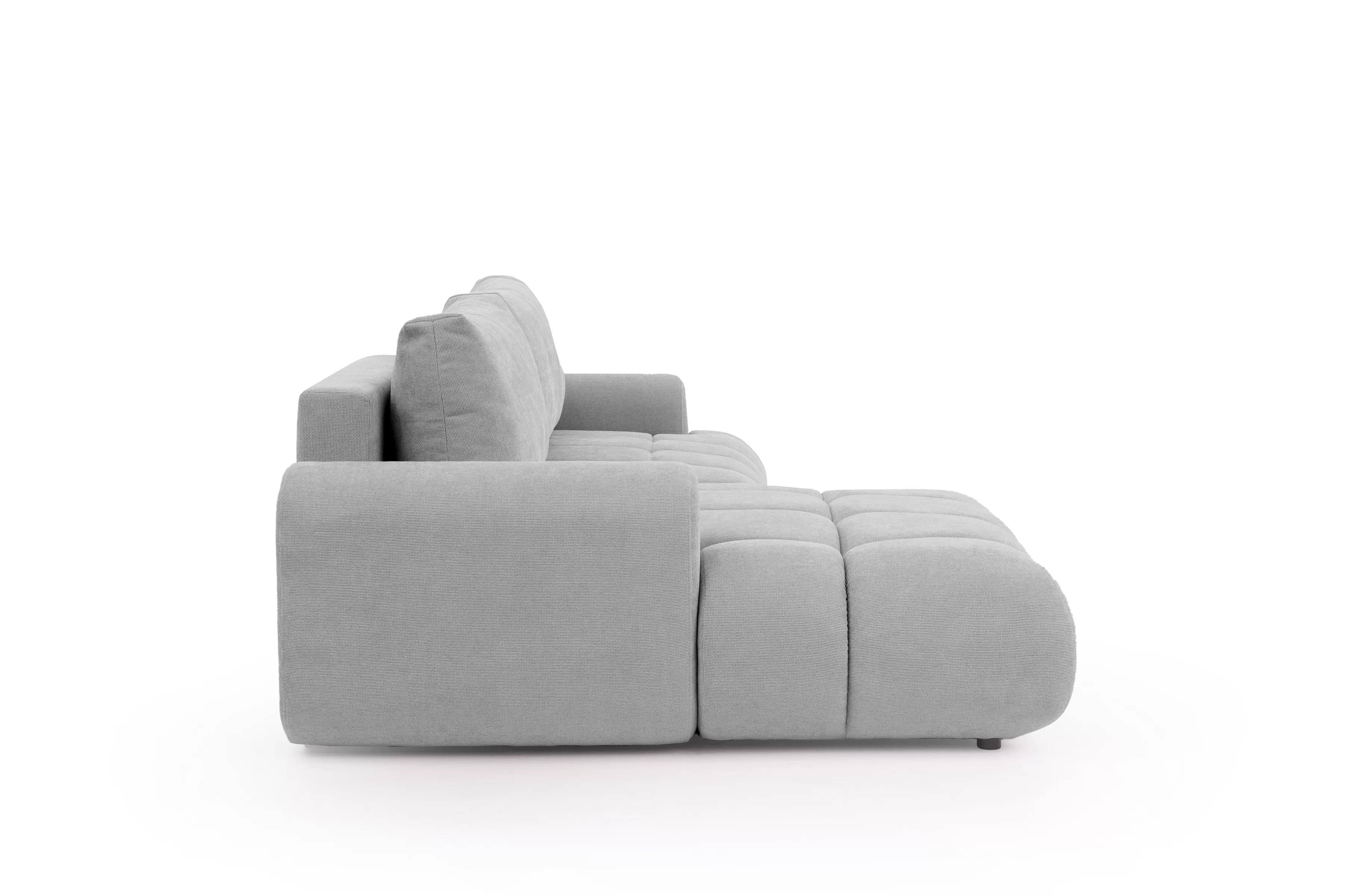 Rozkládací rohová sedací souprava Lutario Mini levá - šedá Venice 2023 Rohová sedací souprava Lutario Mini rozkládací levá - šedá plecionka hydrofobowa Venice 2023 