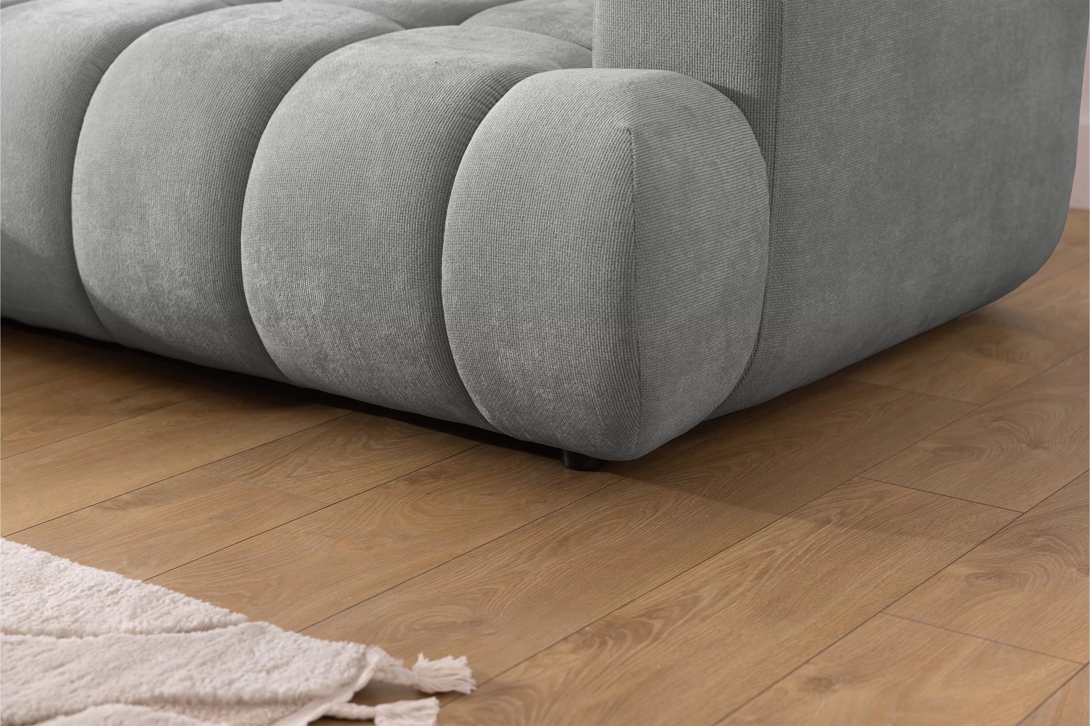 Rozkládací rohová sedací souprava Lutario Mini levá - šedá Venice 2023 Rohová sedací souprava Lutario Mini rozkládací levá - šedá plecionka hydrofobowa Venice 2023 