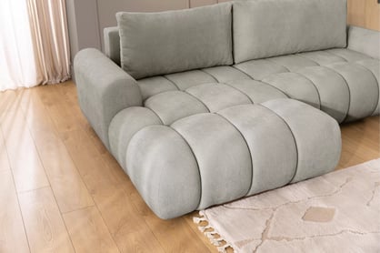 Rohová sedačka Lutario Mini s rozkladem levá - šedá látka Nazar 225.03 Rohová sedací souprava Lutario Mini rozkládací levá - šedá potahová látka Nazar 225.03