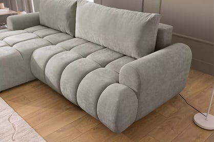 Rohová sedačka Lutario Mini s rozkladem levá - šedá látka Nazar 225.03 Rohová sedací souprava Lutario Mini rozkládací levá - šedá potahová látka Nazar 225.03